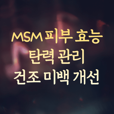 MSM 피부 효능과 탄력 관리 (건조 및 미백 개선 꿀팁) 1 MSM 피부 효능과 탄력 관리 (건조 및 미백 개선 꿀팁)